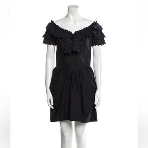 Elegant Black Ruffled Mini Dress